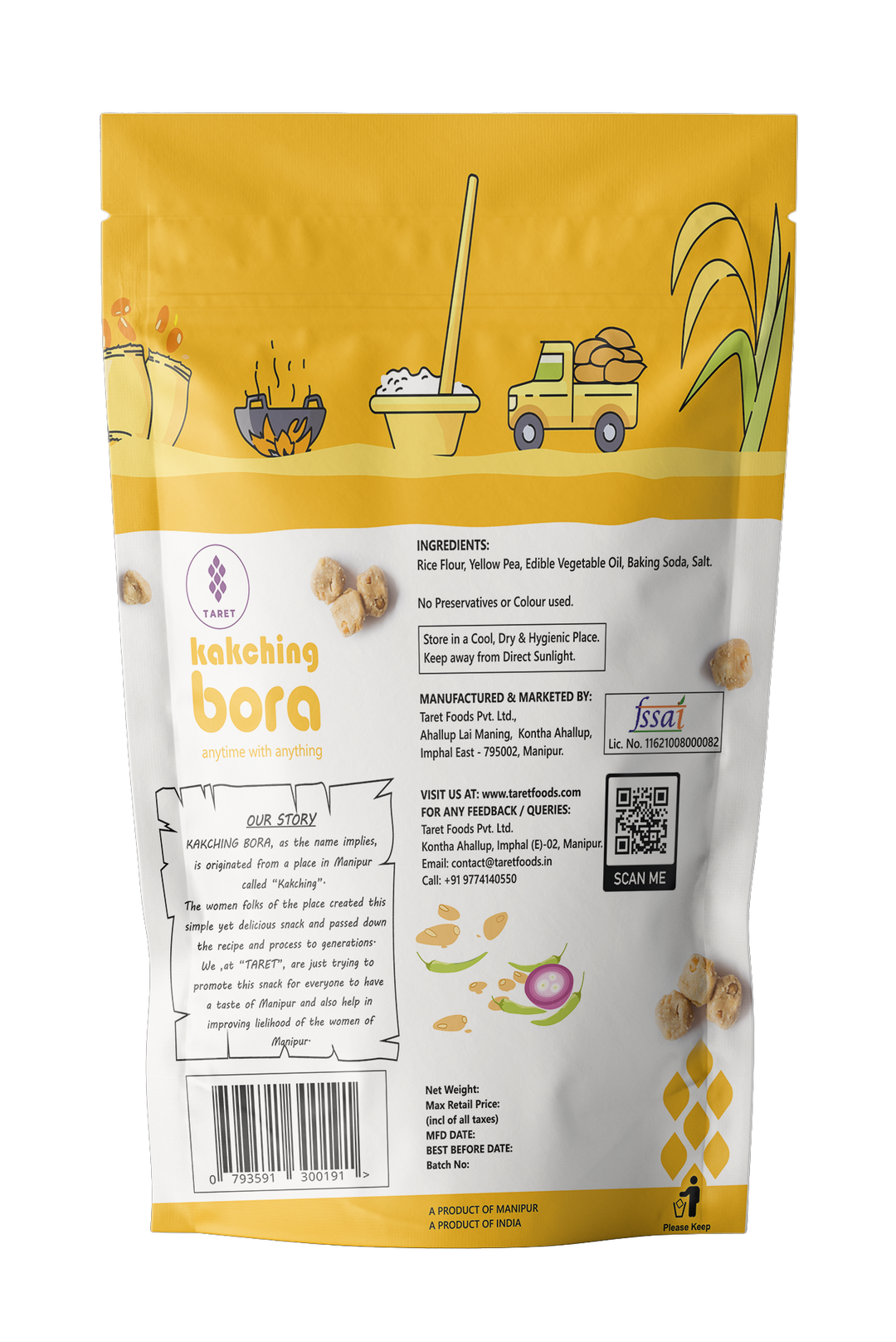 Taret Kakching Bora | Classic - Manipuri Rice Snack | Taret Foods